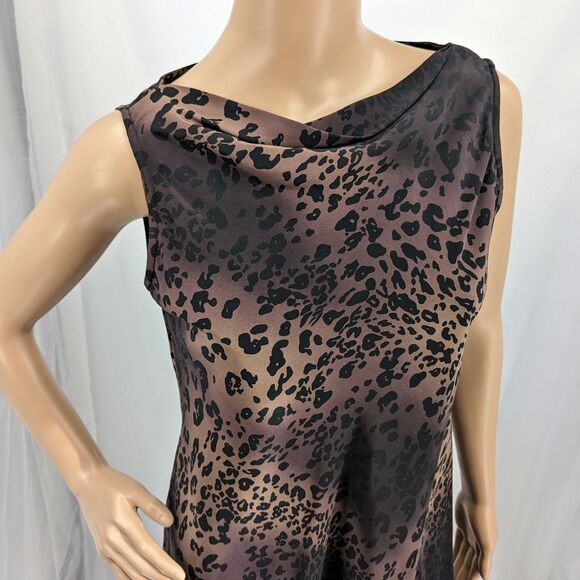 NWT Vintage 1990s Jones New York Silk Mini Dress Animal Print Cowl Size 8P - Picture 9 of 11